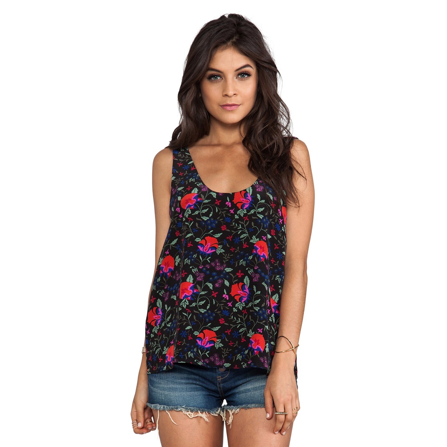 Joie $188 Women's Beckley Hi-Lo Floral 100% Silk Flowy Tank Top Size Small